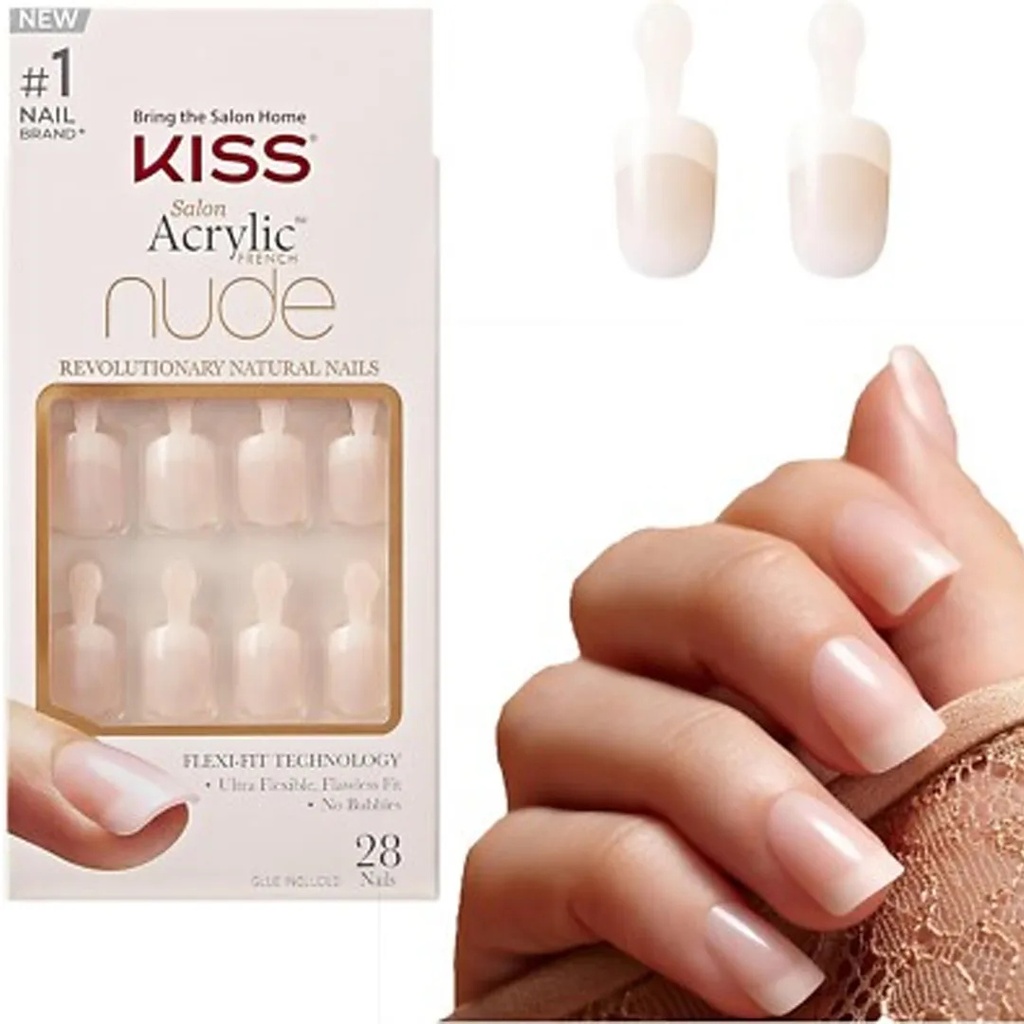 Kiss And Broadway Salon Acrylic Nude French NailsA