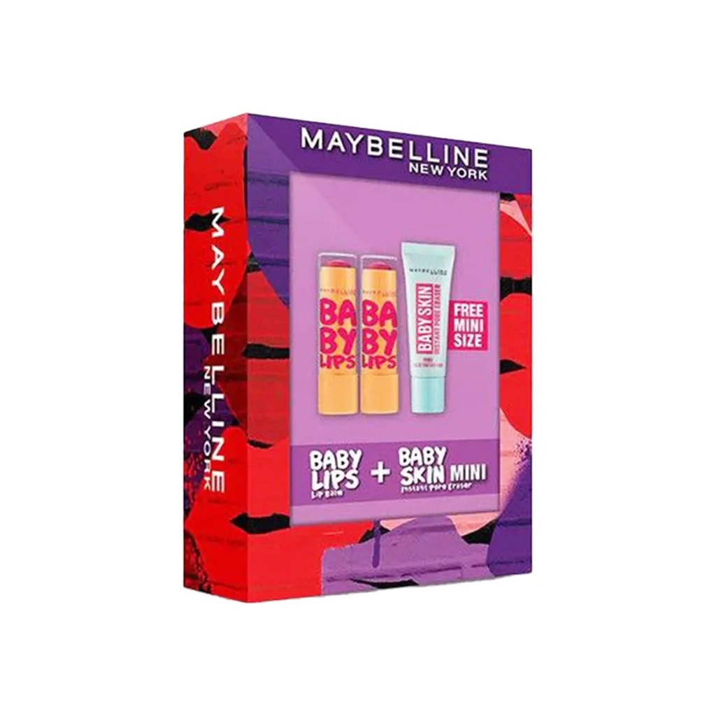 Maybelline Baby Lips Lip Balm And Mini Baby Skin Primer Set - 3 PcsA