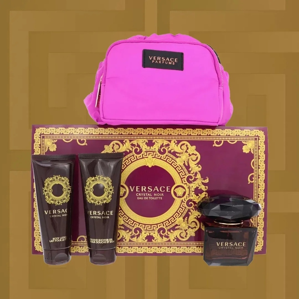 Versace Crystal Noir Gift Set EDT 90ML + Shower Gel 100ML + Body Lotion 100ML + PouchA