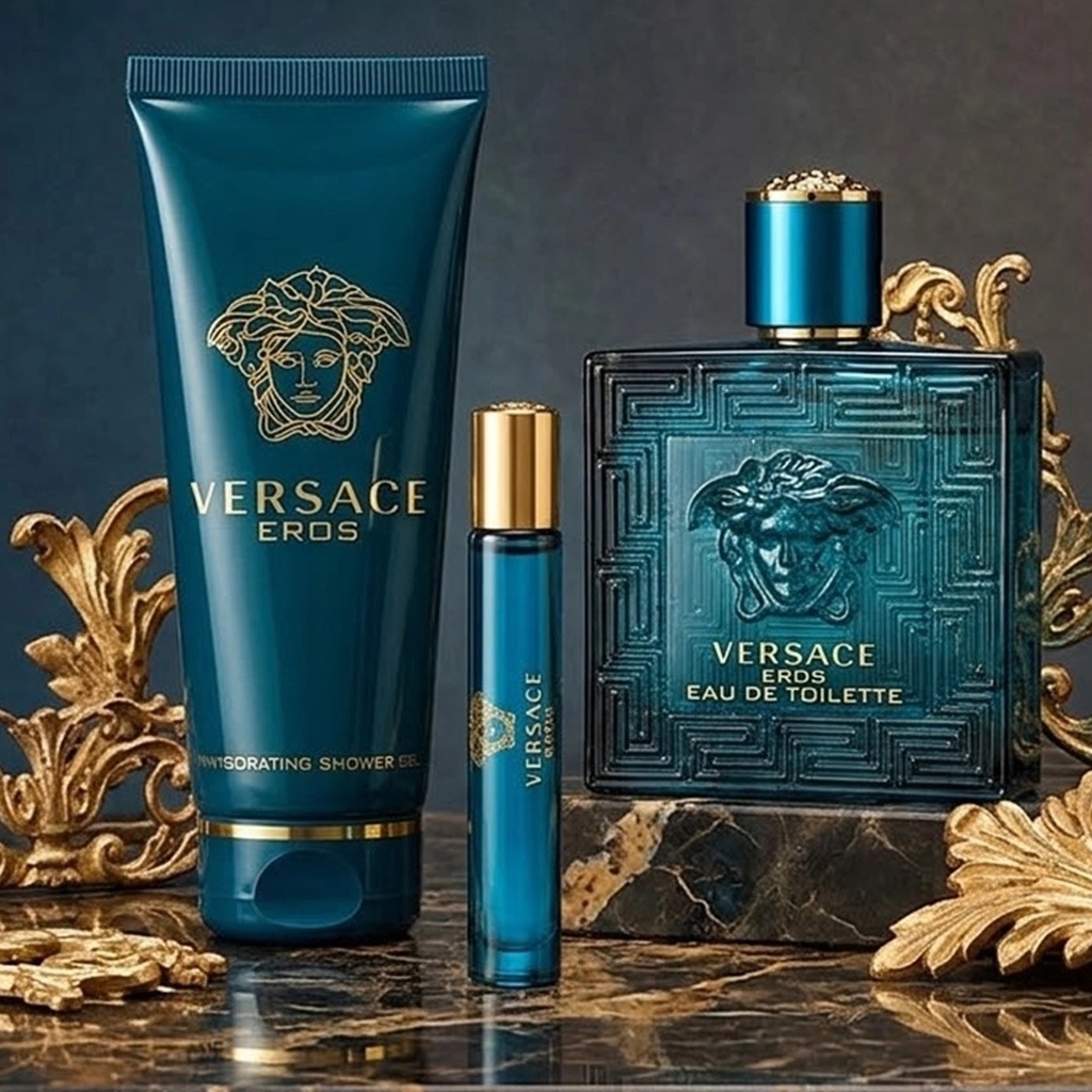 Versace Eros Men Gift Set EDT 100ML + Shower Gel 100ML + Travel Spray 10MLA