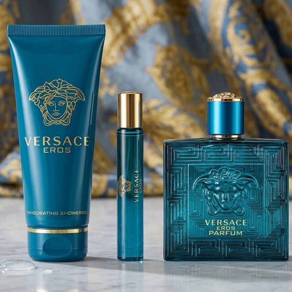 Versace Eros Men Gift Set EDT 100ML + Shower Gel 150ML + Travel Spray 10MLA