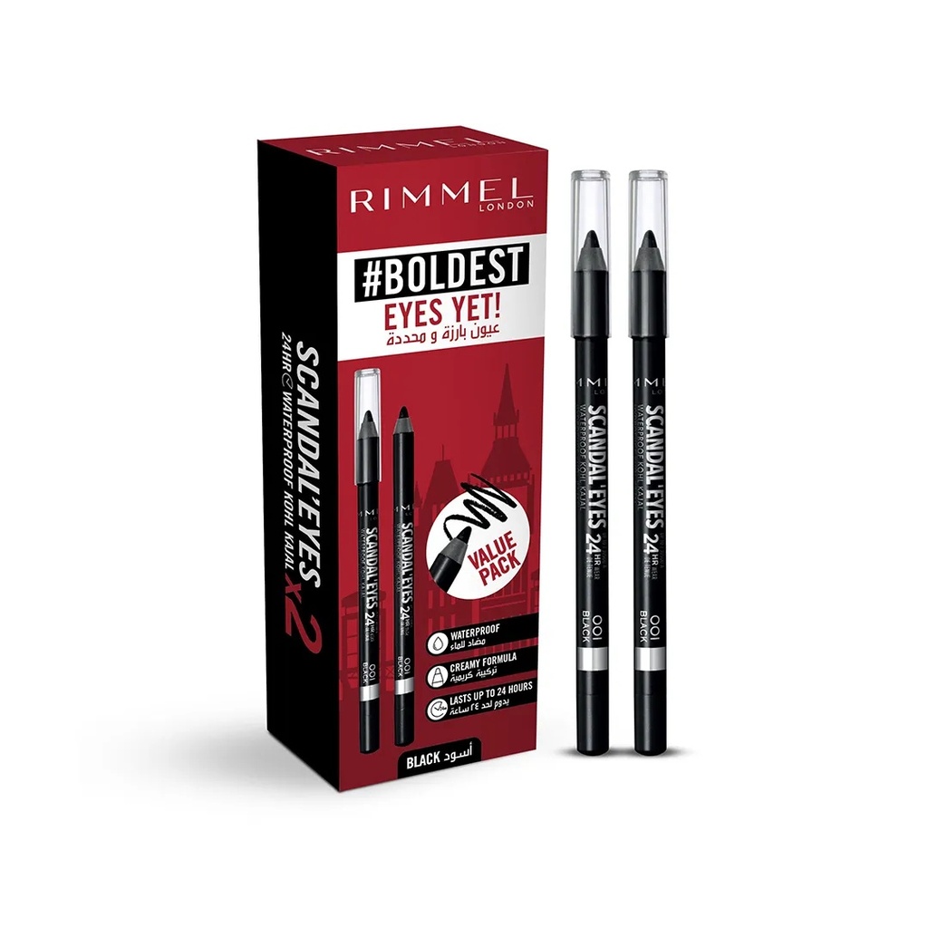 Rimmel Scandaleyes Waterproof Kohl Black Dual PackB