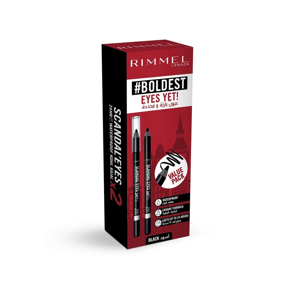 Rimmel Scandaleyes Waterproof Kohl Black Dual PackA