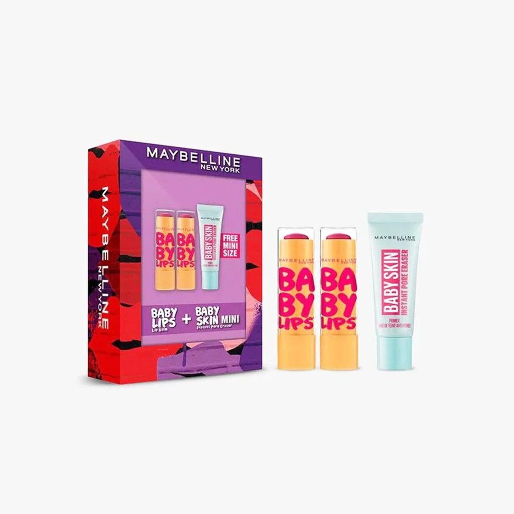 Maybelline Baby Lips Lip Balm And Mini Baby Skin Primer Set 3 Pcs