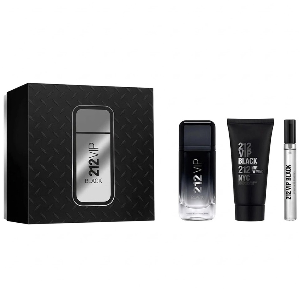 Carolina Herrera 212 VIP Black Gift Set EDP 100ML + Shower Gel 100ML + Travel Spray 10ML