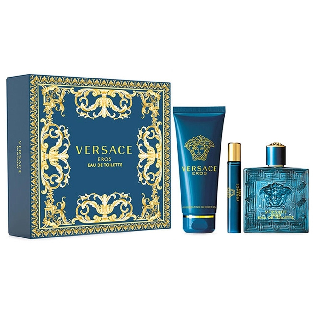 Versace Eros Men Gift Set EDT 100ML + Shower Gel 100ML + Travel Spray 10ML