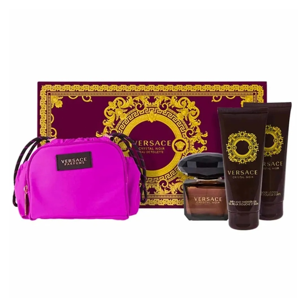 Versace Crystal Noir Gift Set EDT 90ML + Shower Gel 100ML + Body Lotion 100ML + Pouch
