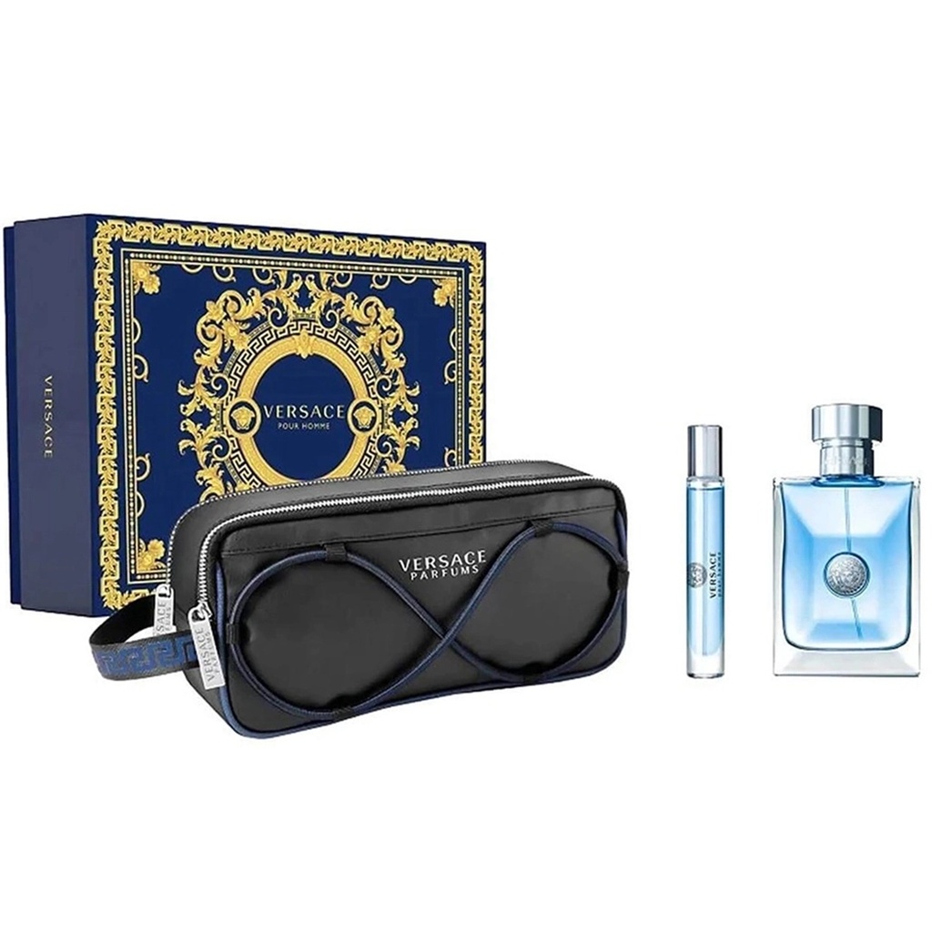Versace Pour Homme Gift Set EDT 100ML + Travel Spray 10ML + Trousse