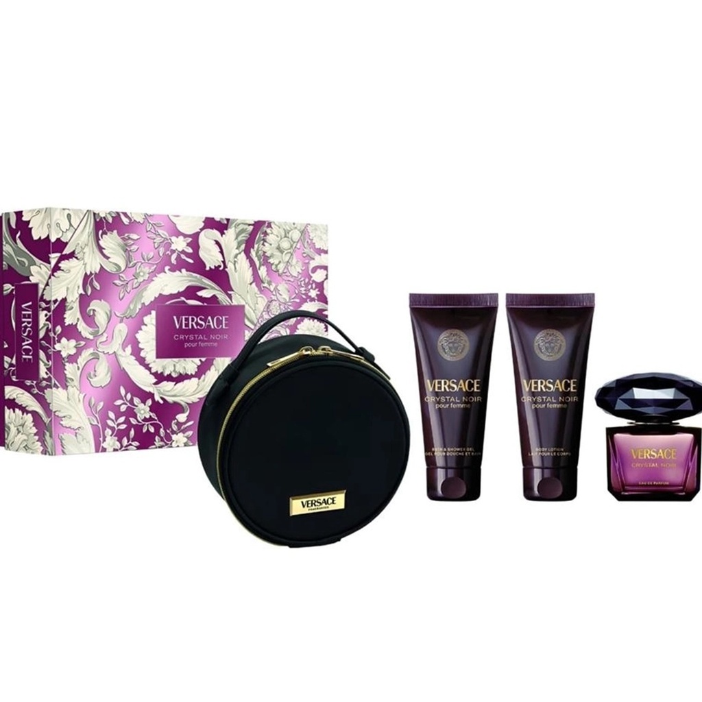 Versace Crystal Noir Gift Set EDP 90ML + Shower Gel 100ML + Body Lotion 100ML + Travel Spray 5ML