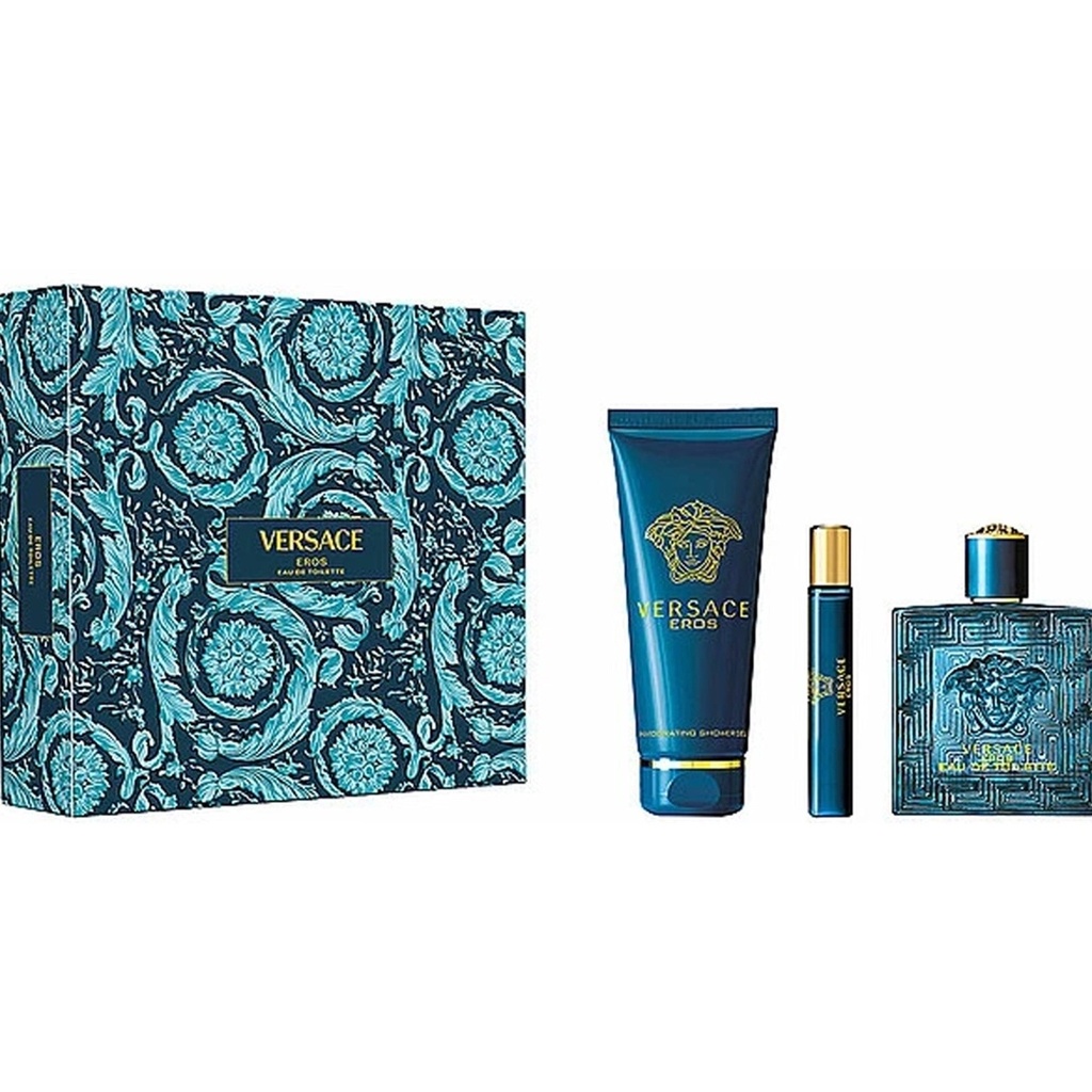 Versace Eros Men Gift Set EDT 100ML + Shower Gel 150ML + Travel Spray 10ML