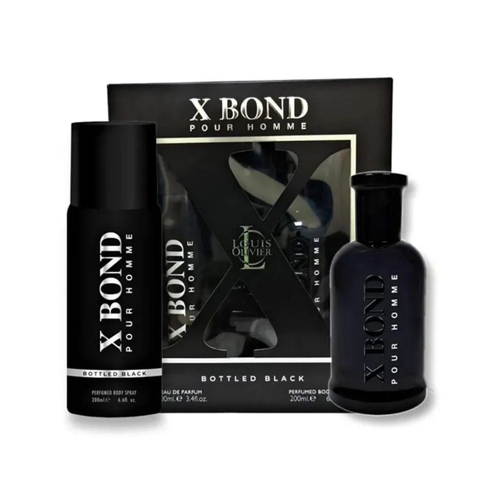 Louis Olivier X Bond Bottled Black Pour Homme Gift Set EDP 100ML + Body Spray 200ML