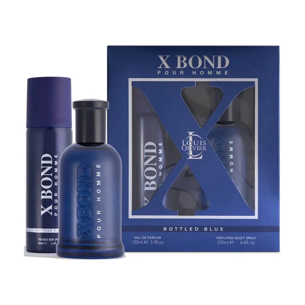 Louis Olivier X Bond Bottled Blue Pour Homme Gift Set EDP 100ML + Body Spray 200ML