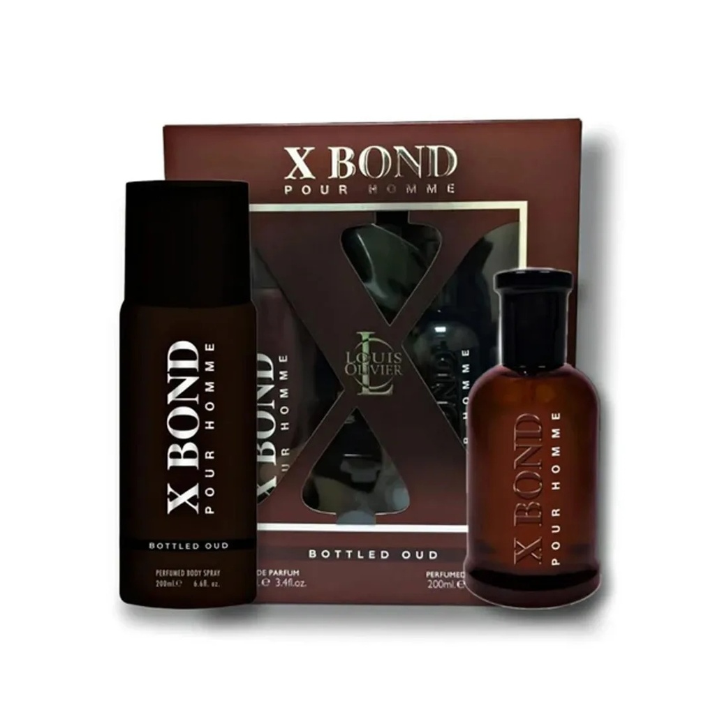 Louis Olivier X Bond Bottled Oud Pour Homme Gift Set EDP 100ML + Body Spray 200ML