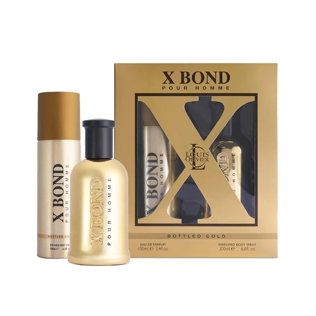 Louis Olivier X Bond Bottled Gold Pour Homme Gift Set EDP 100ML + Body Spray 200ML