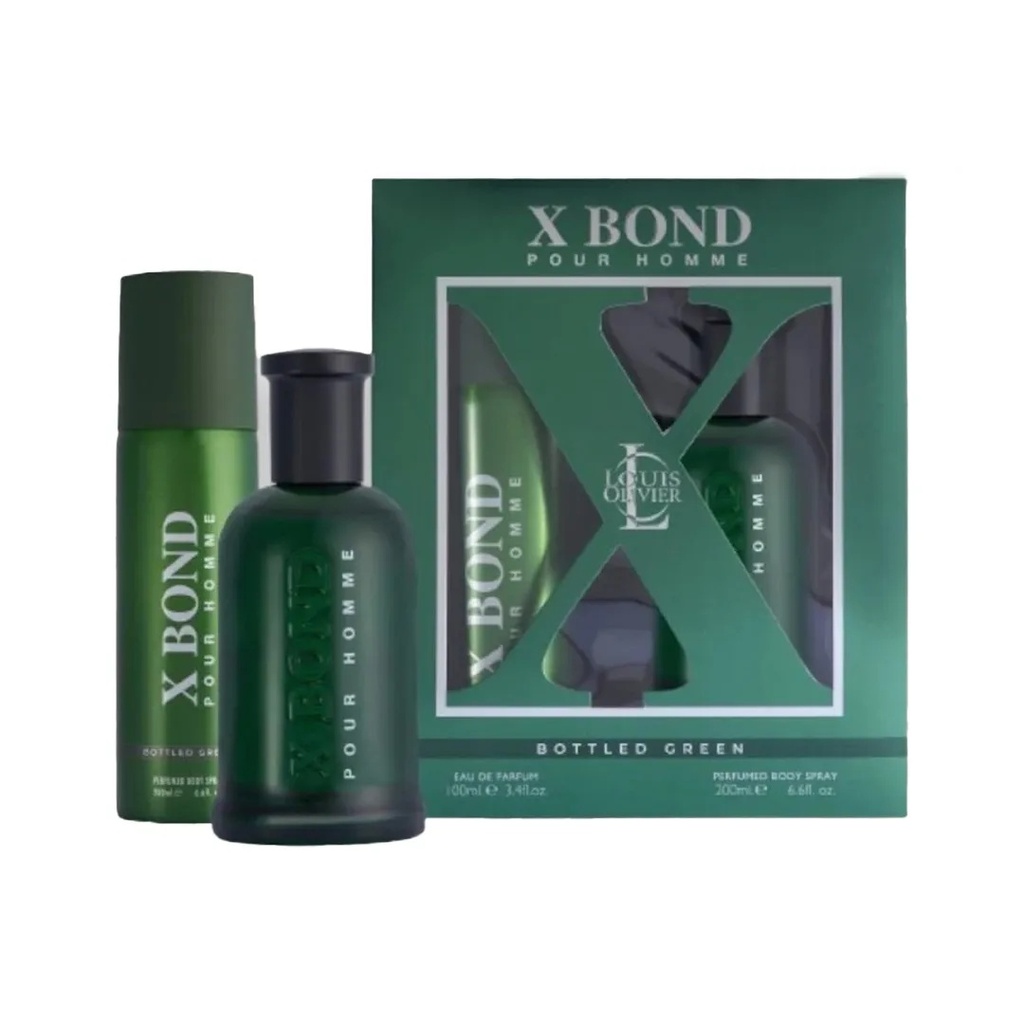 Louis Olivier X Bond Bottled Green Pour Homme Gift Set EDP 100ML + Body Spray 200ML