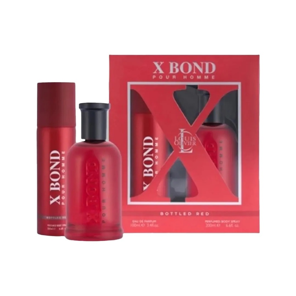 Louis Olivier X Bond Bottled Red Pour Homme Gift Set EDP 100ML + Body Spray 200ML